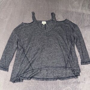 Deletta‎ Anthropologie Blue Knit Millipa Cold Shoulder Top Size Small